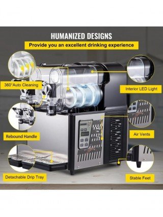 Commercial Slushy Machine 3LX2 Tank Slush Drink Maker 340W