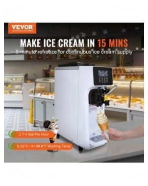 Commercial Ice Cream Machine 1000W Single Flavor Countertop