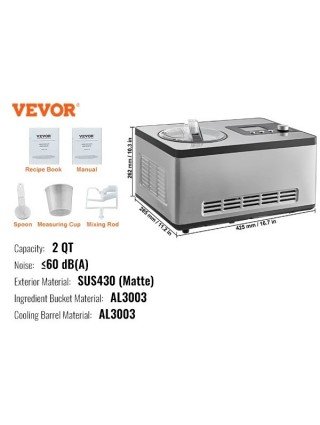 Automatic Ice Cream Maker with Built-in Compressor 2 Quart No