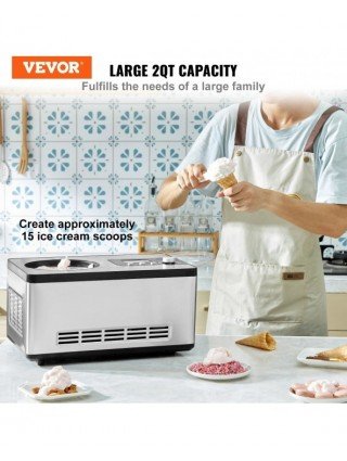 Automatic Ice Cream Maker with Built-in Compressor 2 Quart No