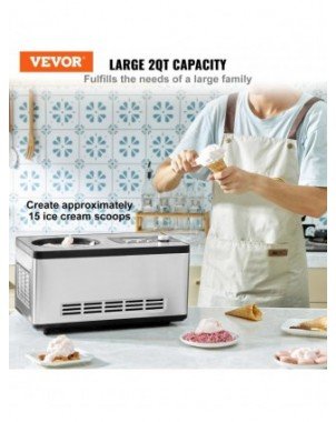 Automatic Ice Cream Maker with Built-in Compressor 2 Quart No