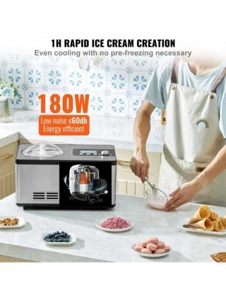 Automatic Ice Cream Maker with Built-in Compressor 2 Quart No