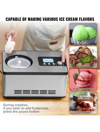 Automatic Ice Cream Maker with Built-in Compressor 2 Quart No