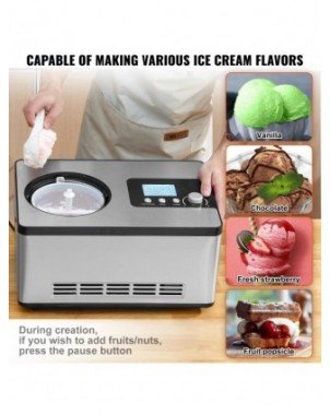 Automatic Ice Cream Maker with Built-in Compressor 2 Quart No