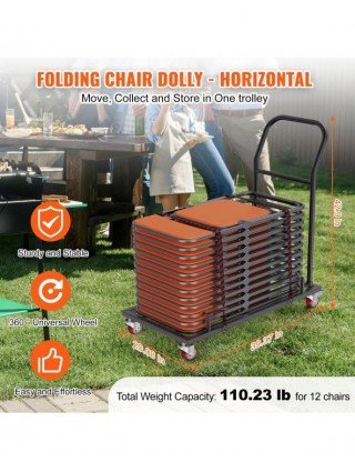 Folding Chair Rack Dolly Iron Commercial Cart Trolley with 4