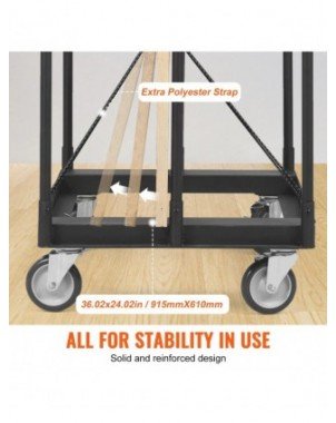 1500 LBS Drywall Sheet Cart Panel Dolly with Deck and 5" Swivel