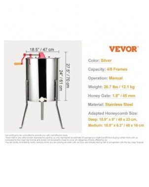 Manual Honey Extractor,4/8 Frames Honey Spinner