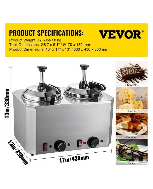 Cheese Warmer with Pump, 5.28 Qt Capacity Cheese Dispenser Hot Cheese Warmer with Pump, 5.28 Qt Capacity Cheese Dispenser Hot