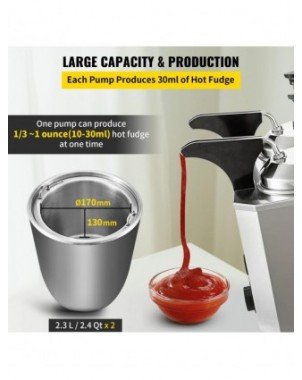 Cheese Warmer with Pump, 5.28 Qt Capacity Cheese Dispenser Hot