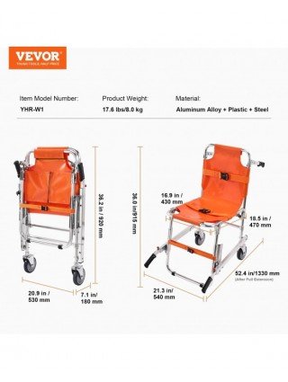 350lbs EMS Stair Climbing Chair Foldable Stair Lift Wheelchair