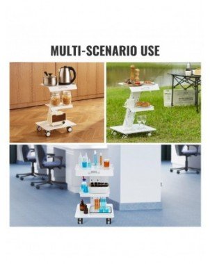 Lab Trolley 3-Layer Rolling Cart Metal Mobile Trolley 220 lbs