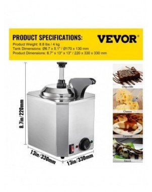 Cheese Dispenser with Pump,2.6 Qt Capacity Cheese Warmer
