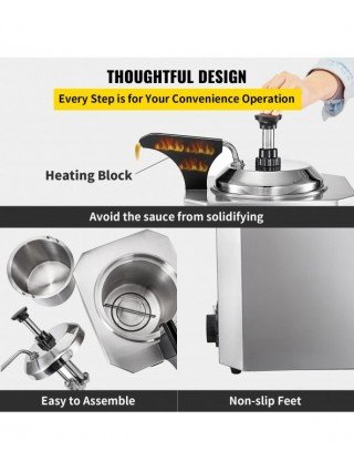 Cheese Dispenser with Pump,2.6 Qt Capacity Cheese Warmer