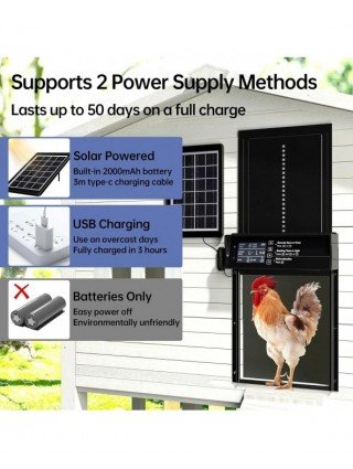 Solar Chicken Coop Door, Automatic Chicken Door Solar Powered &