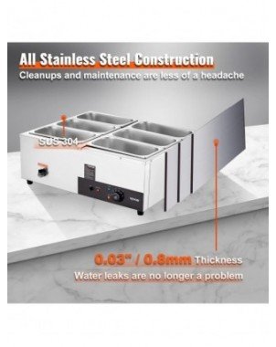 1 3 6-Pan Commercial Food Warmer Electric Steam Table 1200W