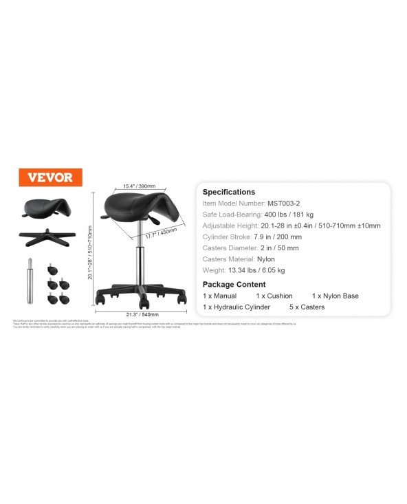 Ergonomic Saddle Stool with 5 Swivel Casters 360° Rotation Ergonomic Saddle Stool with 5 Swivel Casters 360° Rotation