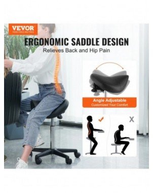Ergonomic Saddle Stool with 5 Swivel Casters 360° Rotation