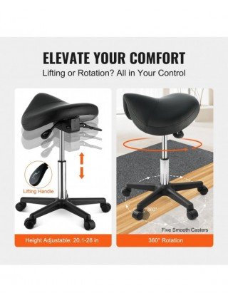 Ergonomic Saddle Stool with 5 Swivel Casters 360° Rotation
