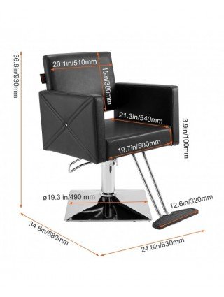 Salon Chair Max Load Weight 330 lbs Black 360° Swivel Hair
