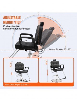 Salon Chair Max Load Weight 330 lbs Black 360° Swivel Hair