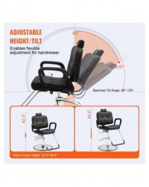 Salon Chair Max Load Weight 330 lbs Black 360° Swivel Hair