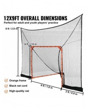 12' x 9' Hockey and Lacrosse Goal Backstop with Extended