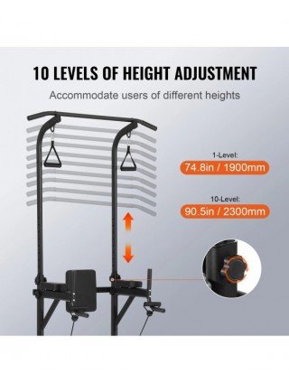 440LBS Power Tower Dip Station 10-Level Height Adjustable Pull