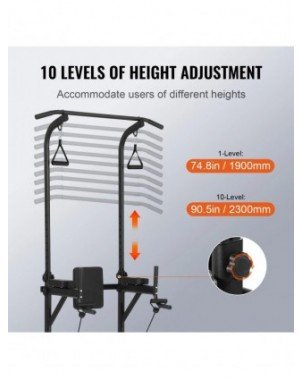 440LBS Power Tower Dip Station 10-Level Height Adjustable Pull