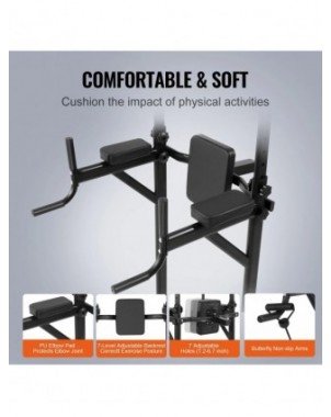 440LBS Power Tower Dip Station 10-Level Height Adjustable Pull