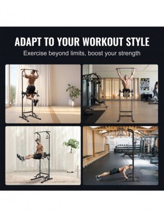 440LBS Power Tower Dip Station 10-Level Height Adjustable Pull