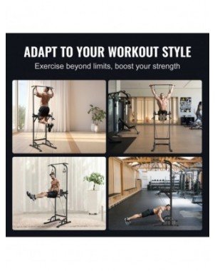 440LBS Power Tower Dip Station 10-Level Height Adjustable Pull