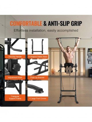 440LBS Power Tower Dip Station 10-Level Height Adjustable Pull