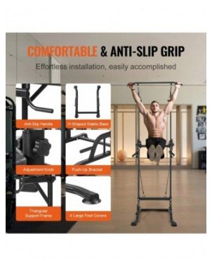 440LBS Power Tower Dip Station 10-Level Height Adjustable Pull