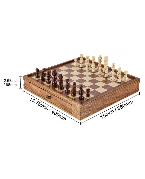 Solid Wood Chess Set 2-IN-1 Chess Checkers Game Set Chess Board Solid Wood Chess Set 2-IN-1 Chess Checkers Game Set Chess Board