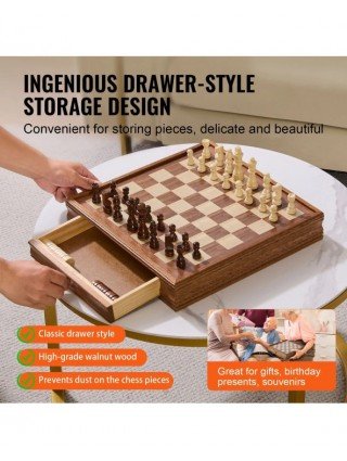 Solid Wood Chess Set 2-IN-1 Chess Checkers Game Set Chess Board
