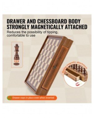 Solid Wood Chess Set 2-IN-1 Chess Checkers Game Set Chess Board