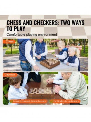 Solid Wood Chess Set 2-IN-1 Chess Checkers Game Set Chess Board