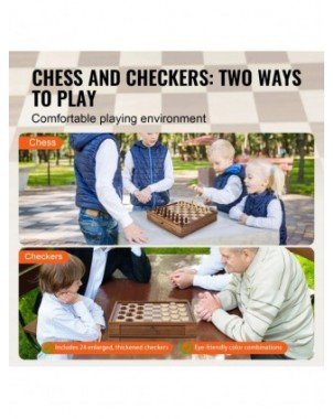 Solid Wood Chess Set 2-IN-1 Chess Checkers Game Set Chess Board