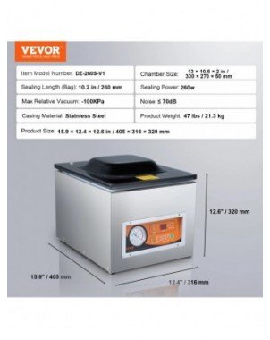 DZ-260S Chamber Vacuum Sealer 260W Vacuum Packing Machine with