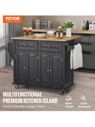 43" Kitchen Island Cart Wood Top Mobile Carts with Storage