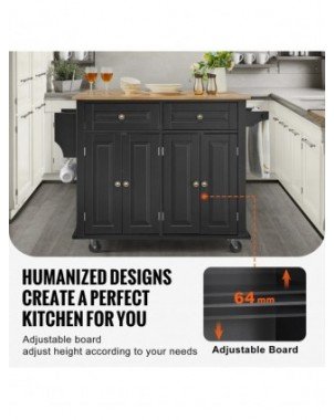43" Kitchen Island Cart Wood Top Mobile Carts with Storage
