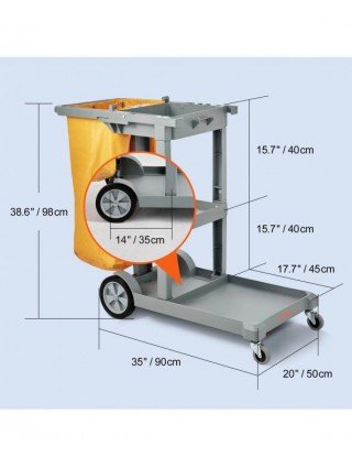 Cleaning Cart 3-Shelf Commercial Janitorial Cart 200lbs