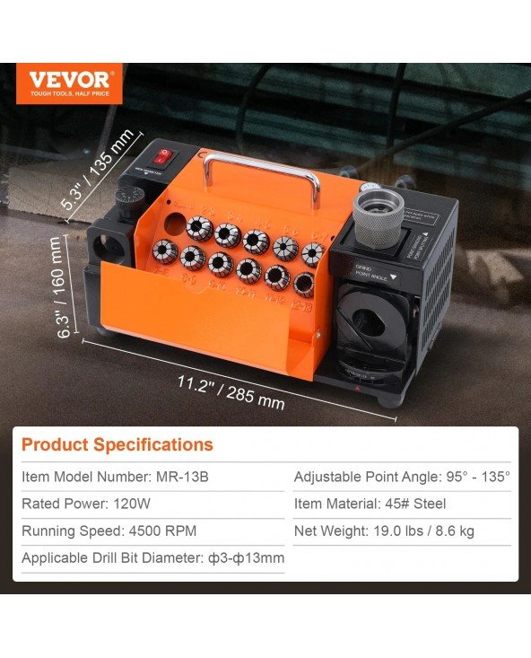 Drill Bits Sharpener 3-13mm Mill Grinder Sharpener Portable