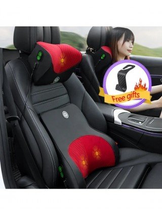 Car Electric Massage Headrest Neck Pillow Breathable Mesh +