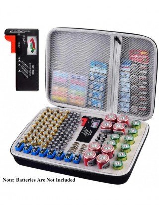 Battery Organizer Storage Holder Case Box with Tester Checker