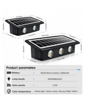 Solar Wall LED Light Outdoor Garden Decoration Wall Lamp High