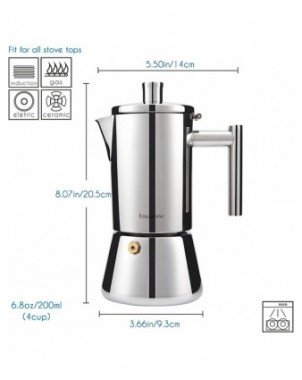 Easyworkz Diego Stovetop Espresso Maker Stainless Steel Italian