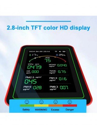 Tuya WiFi 15 in 1 Air Quality Detector TFT Display Portable AQI