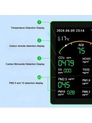 Tuya WiFi 15 in 1 Air Quality Detector TFT Display Portable AQI