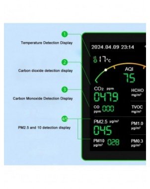Tuya WiFi 15 in 1 Air Quality Detector TFT Display Portable AQI